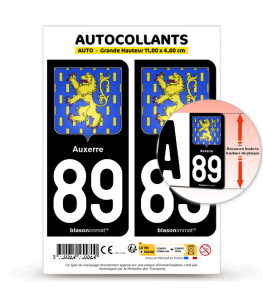 89 Auxerre - Armoiries | Autocollant plaque immatriculation