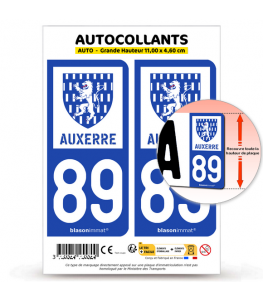 89 Auxerre - Ville | Autocollant plaque immatriculation