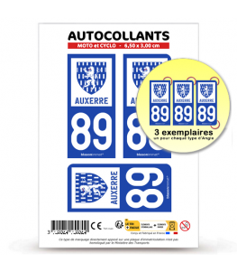 89 Auxerre - Ville | Autocollant plaque immatriculation