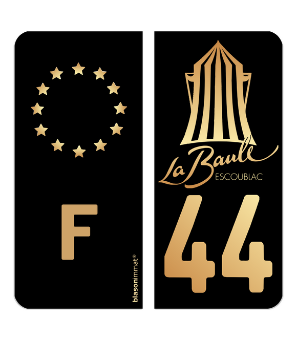 Duo 44 La Baule - Ville en Or et F | Autocollant plaque immatriculation