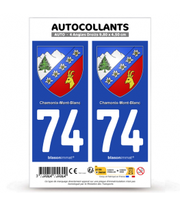 74 Chamonix-Mont-Blanc - Armoiries | Autocollant plaque immatriculation