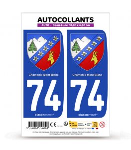 74 Chamonix-Mont-Blanc - Armoiries | Autocollant plaque immatriculation