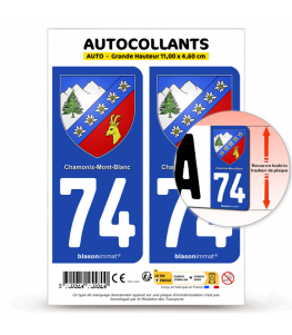 74 Chamonix-Mont-Blanc - Armoiries | Autocollant plaque immatriculation