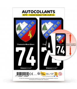 74 Chamonix-Mont-Blanc - Armoiries | Autocollant plaque immatriculation