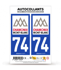 74 Chamonix-Mont-Blanc - Commune | Autocollant plaque immatriculation