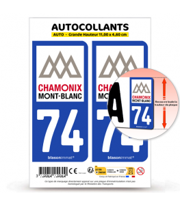 74 Chamonix-Mont-Blanc - Commune | Autocollant plaque immatriculation