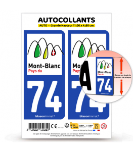 74 Mont-Blanc - Pays | Autocollant plaque immatriculation