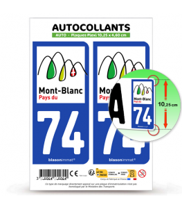 74 Mont-Blanc - Pays | Autocollant plaque immatriculation