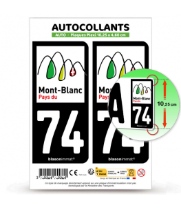 74 Mont-Blanc - Pays | Autocollant plaque immatriculation