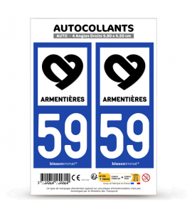 59 Armentières - Ville | Autocollant plaque immatriculation