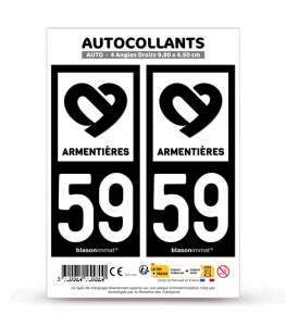 59 Armentières - Ville | Autocollant plaque immatriculation