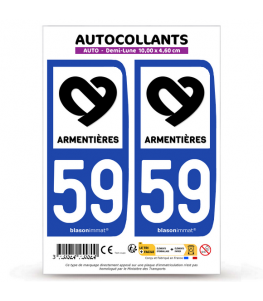 59 Armentières - Ville | Autocollant plaque immatriculation