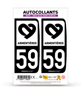 59 Armentières - Ville | Autocollant plaque immatriculation