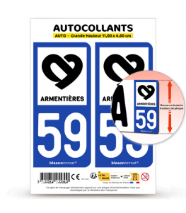 59 Armentières - Ville | Autocollant plaque immatriculation