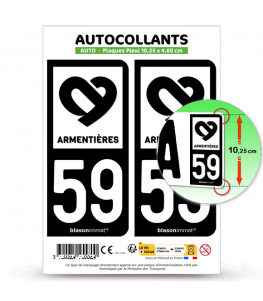 59 Armentières - Ville | Autocollant plaque immatriculation