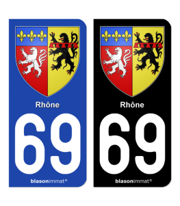 69 Rhône - Armoiries | Autocollant plaque immatriculation