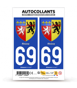 69 Rhône - Armoiries | Autocollant plaque immatriculation