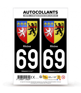 69 Rhône - Armoiries | Autocollant plaque immatriculation