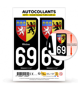 69 Rhône - Armoiries | Autocollant plaque immatriculation