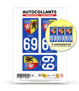 69 Rhône - Armoiries | Autocollant plaque immatriculation