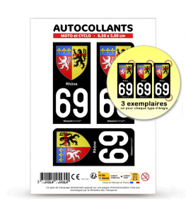 69 Rhône - Armoiries | Autocollant plaque immatriculation