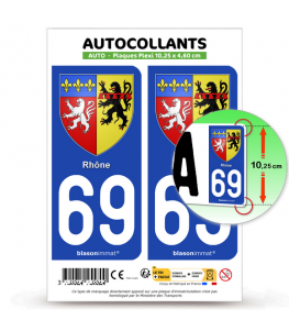 69 Rhône - Armoiries | Autocollant plaque immatriculation