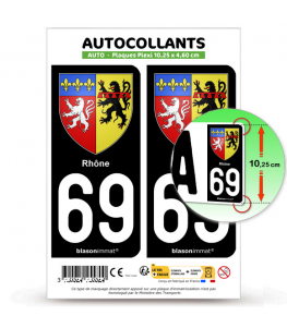 69 Rhône - Armoiries | Autocollant plaque immatriculation