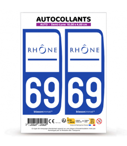 69 Rhône - Département | Autocollant plaque immatriculation