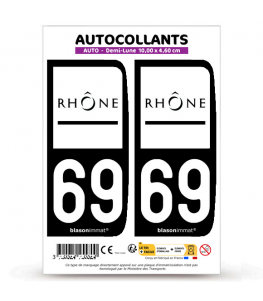 69 Rhône - Département | Autocollant plaque immatriculation