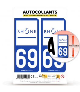 69 Rhône - Département | Autocollant plaque immatriculation