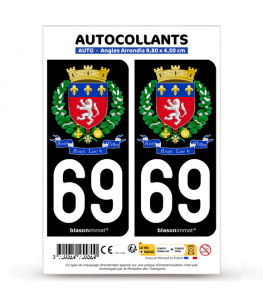 69 Lyon - Armoiries | Autocollant plaque immatriculation