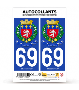 69 Lyon - Armoiries | Autocollant plaque immatriculation