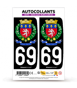 69 Lyon - Armoiries | Autocollant plaque immatriculation