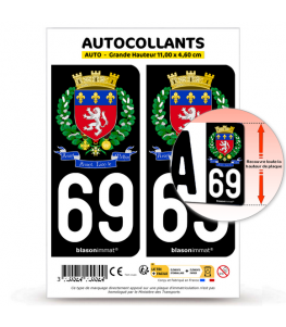 69 Lyon - Armoiries | Autocollant plaque immatriculation