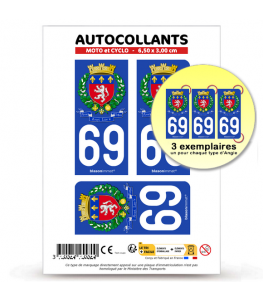 69 Lyon - Armoiries | Autocollant plaque immatriculation