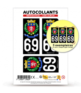 69 Lyon - Armoiries | Autocollant plaque immatriculation