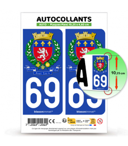 69 Lyon - Armoiries | Autocollant plaque immatriculation