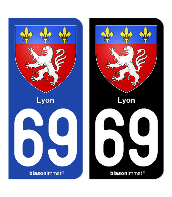 69 Lyon - Blason | Autocollant plaque immatriculation