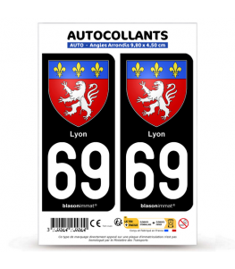 69 Lyon - Blason | Autocollant plaque immatriculation