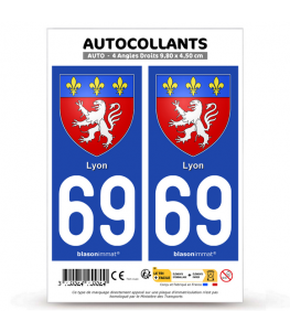 69 Lyon - Blason | Autocollant plaque immatriculation