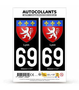 69 Lyon - Blason | Autocollant plaque immatriculation