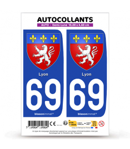 69 Lyon - Blason | Autocollant plaque immatriculation