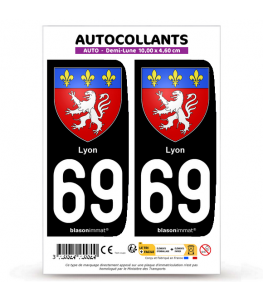 69 Lyon - Blason | Autocollant plaque immatriculation