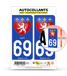 69 Lyon - Blason | Autocollant plaque immatriculation