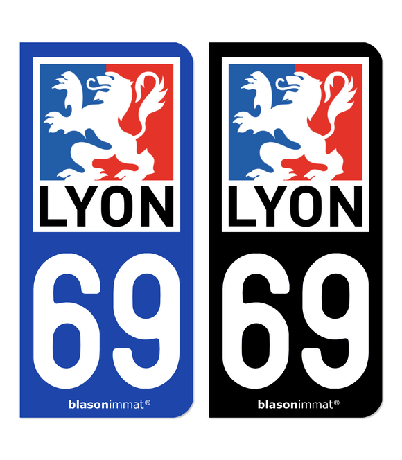 69 Lyon - Ville | Autocollant plaque immatriculation