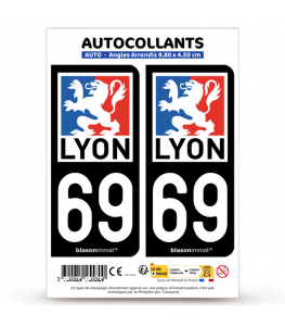 69 Lyon - Ville | Autocollant plaque immatriculation