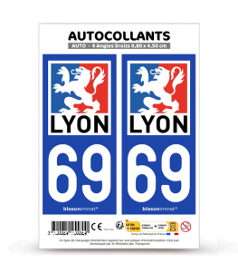 69 Lyon - Ville | Autocollant plaque immatriculation