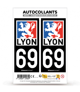 69 Lyon - Ville | Autocollant plaque immatriculation