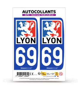 69 Lyon - Ville | Autocollant plaque immatriculation