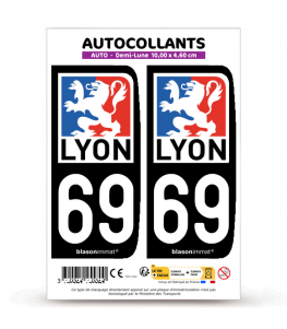 69 Lyon - Ville | Autocollant plaque immatriculation